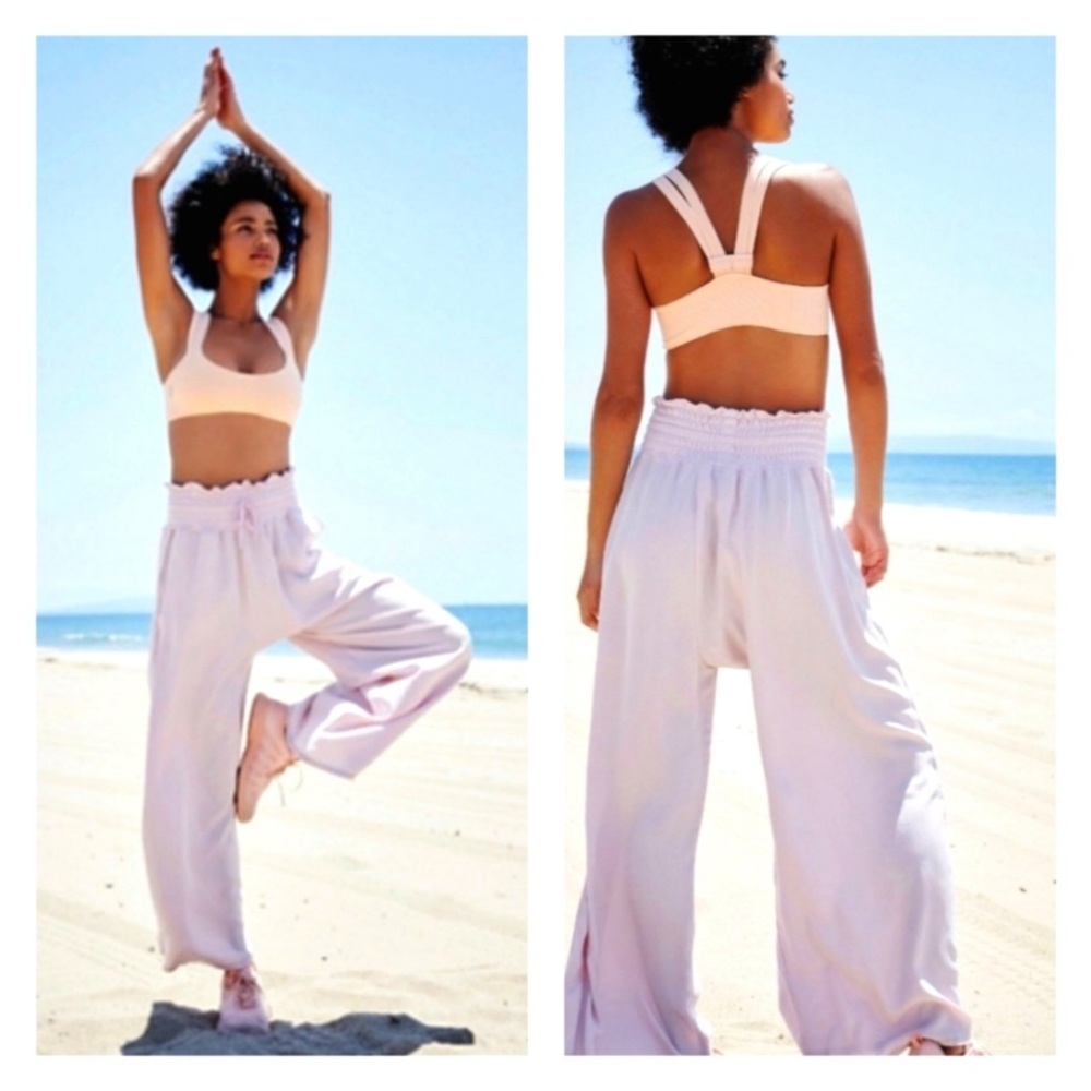 Free People Movement Mia Light Pink Wide-Leg harem Pants Tencel FLAW